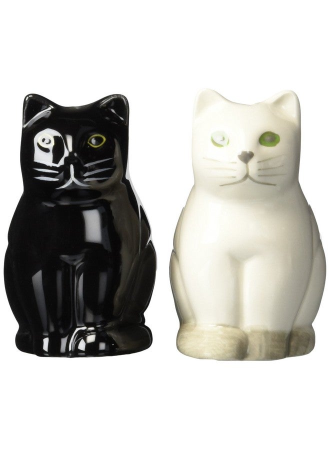 Abbott Collection 27-FELINE Sitting Cat Salt and Pepper Shaker Set, Black/White, 3.25" H - Image 1