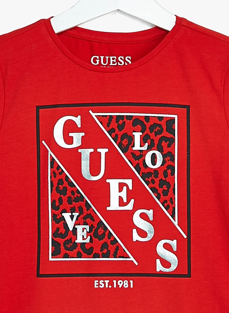 جس Girls Front Logo T-Shirt