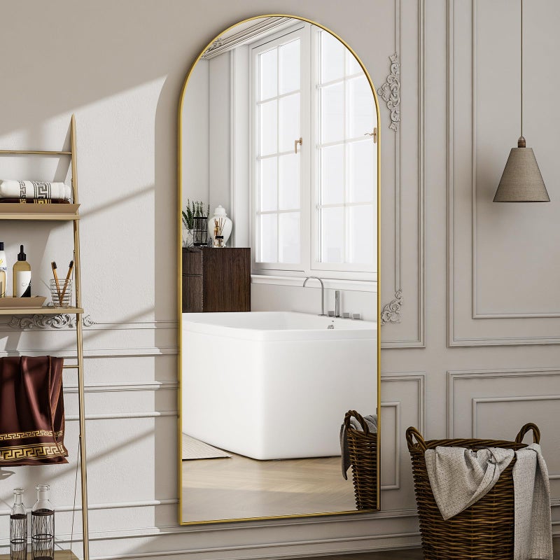 WISSMIELS 57" x 20" Arched Full Length Mirror - Wall Mounted/Floor Mirror Aluminum Alloy Frame Full Body Mirrors for Bathroom Living Room Bedroom and Entryway,Gold - Image 5