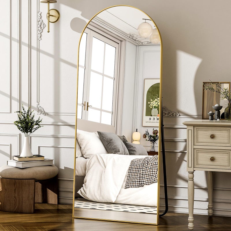 WISSMIELS 57" x 20" Arched Full Length Mirror - Wall Mounted/Floor Mirror Aluminum Alloy Frame Full Body Mirrors for Bathroom Living Room Bedroom and Entryway,Gold - Image 3