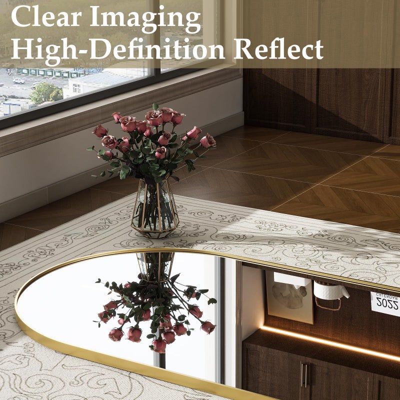 WISSMIELS 57" x 20" Arched Full Length Mirror - Wall Mounted/Floor Mirror Aluminum Alloy Frame Full Body Mirrors for Bathroom Living Room Bedroom and Entryway,Gold - Image 4