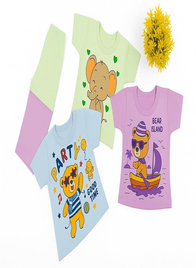 Cortica Baby Boys & Baby Girls Cotton Top-Short Combo Set - Pack Of 5 Set (Random Colors) - Image 1