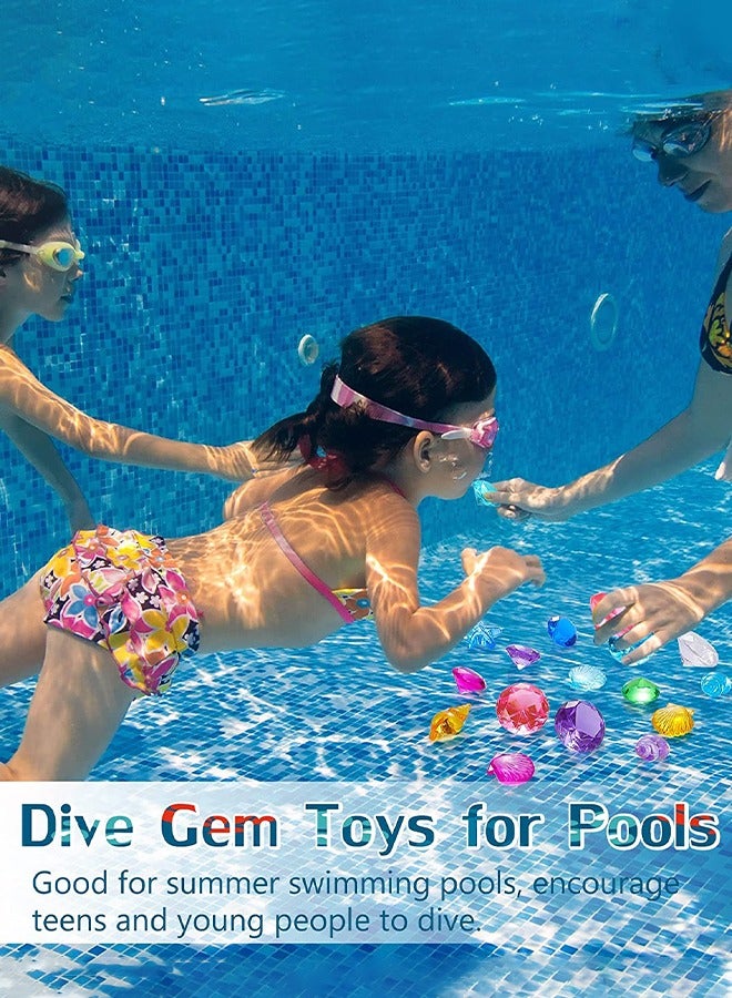GROIC 24 قطعة من ألعاب حمام السباحة المصنوعة من الأحجار الكريمة مع صندوقين للمجوهرات، مجموعة ألعاب حمام السباحة والكنوز الغارقة، ألعاب القراصنة تحت الماء، هدية تدريب الغوص - Image 3