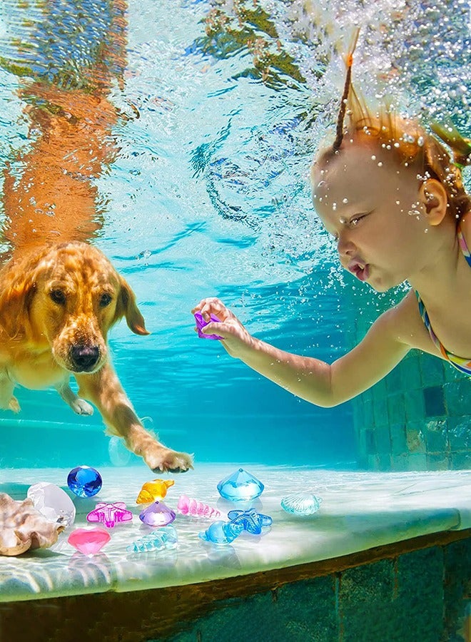 GROIC 24 قطعة من ألعاب حمام السباحة المصنوعة من الأحجار الكريمة مع صندوقين للمجوهرات، مجموعة ألعاب حمام السباحة والكنوز الغارقة، ألعاب القراصنة تحت الماء، هدية تدريب الغوص - Image 5