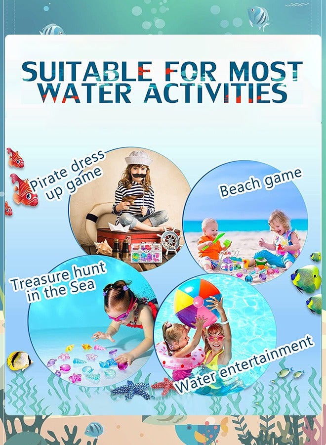 GROIC 24 قطعة من ألعاب حمام السباحة المصنوعة من الأحجار الكريمة مع صندوقين للمجوهرات، مجموعة ألعاب حمام السباحة والكنوز الغارقة، ألعاب القراصنة تحت الماء، هدية تدريب الغوص - Image 4