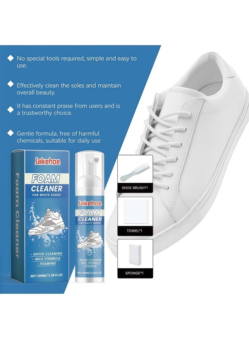 Jakehoe 100ml Foam Shoe Cleaner for Non-washing Decontamination and Whitening of Sports Shoe Sneakers White Shoes Microfiber Shoe and Cloth Shoes Cleaning - Image 4