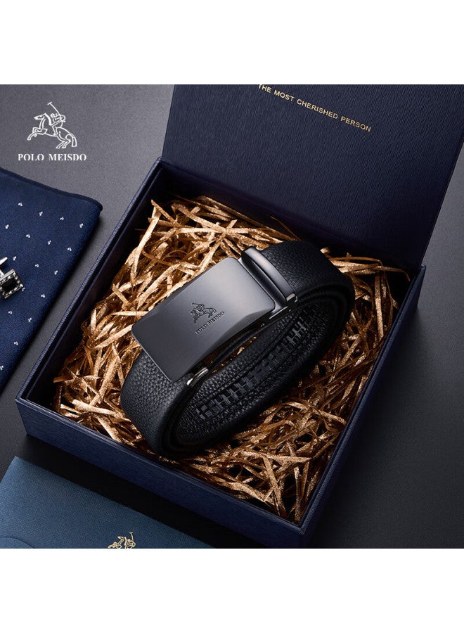 Polomeisdo Men's Genuine Leather Belt With Automatic Buckle, Gift Box, Sold By Jd, Birthday Gift For Boyfriend, Husband, Father - Image 1
