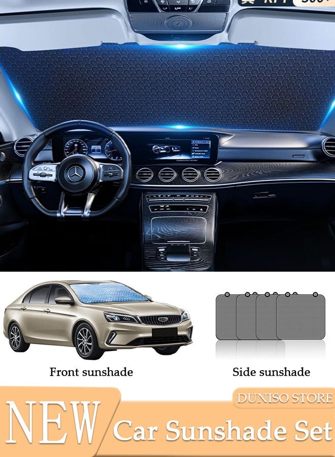 DUNISO 5-Piece Windshield Sunshade Set for Two-compartment Car Car Window Shade Front Windshield Shades UV Rays Sun Visor Protector Easy to Use Fits Windshields Keep Car Cool  - Image 1