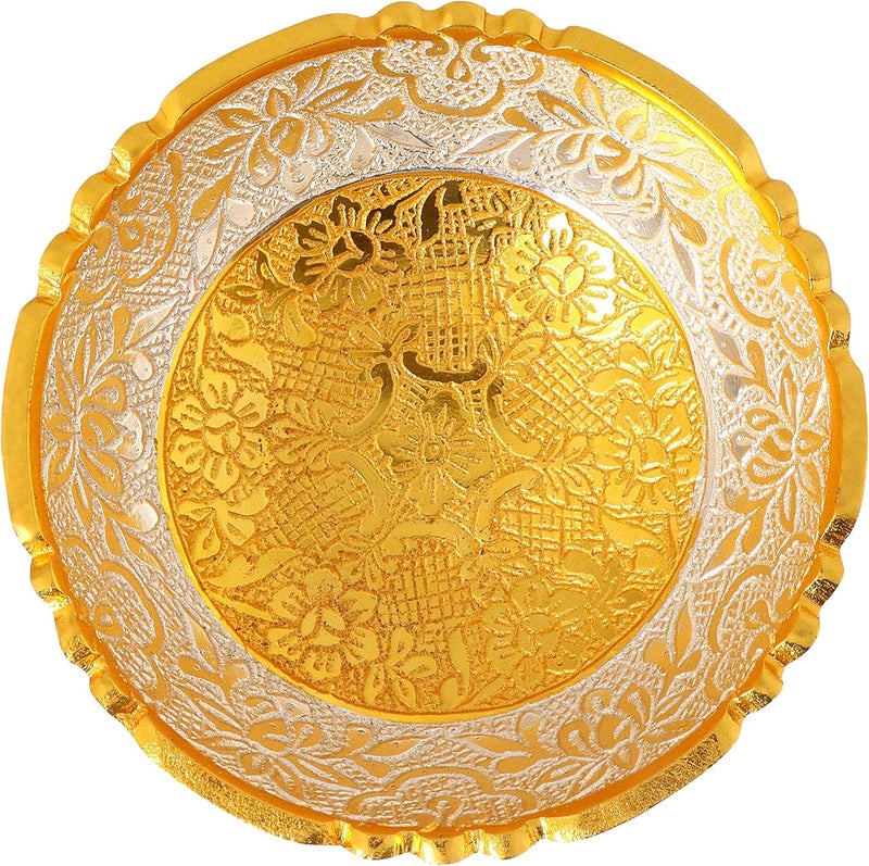 SATVIK STORE SATVIK 1 Set Designer Gold Silver Plated Lotus Flower Dessert Dry Fruits Embossed Serving Bowl With Spoon Set Festive Diwali Pujan Decortive Bhog Bowl Christmas Housewarming Wedding Return Gift Items  - Image 5