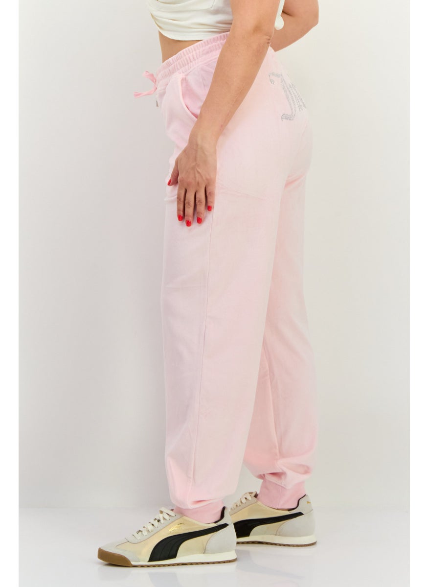 Juicy Couture Women Regular Fit Velvet Jogger Pants, Pink  - Image 3