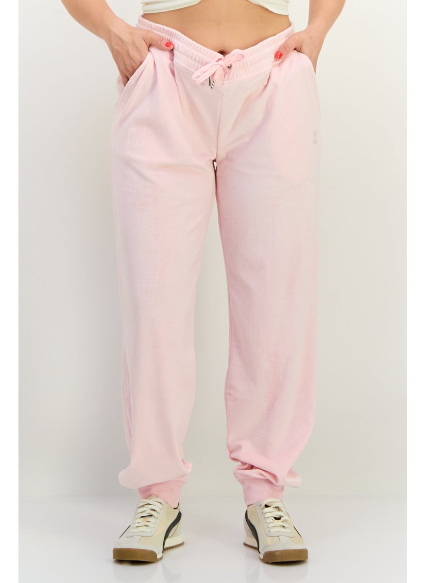 Juicy Couture Women Regular Fit Velvet Jogger Pants, Pink  - Image 1