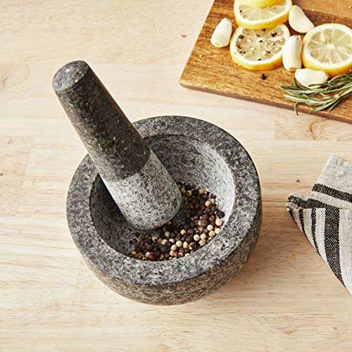 Cole & Mason Granite Mortar & Pestle - Unpolished Stone Mortar Bowl & Pestle - Home Kitchen Essentials & Cooking Accessories - Non-Porous Mortar & Pestle Spice Grinder Set - 5.5" - Image 2