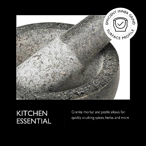 Cole & Mason Granite Mortar & Pestle - Unpolished Stone Mortar Bowl & Pestle - Home Kitchen Essentials & Cooking Accessories - Non-Porous Mortar & Pestle Spice Grinder Set - 5.5" - Image 3