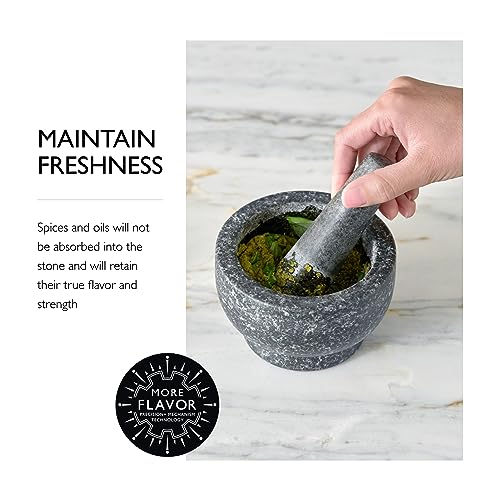 Cole & Mason Granite Mortar & Pestle - Unpolished Stone Mortar Bowl & Pestle - Home Kitchen Essentials & Cooking Accessories - Non-Porous Mortar & Pestle Spice Grinder Set - 5.5" - Image 4