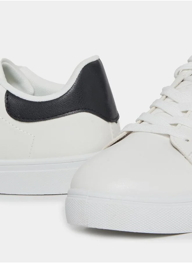 Styli Contrast Tab Lace Up Sneakers