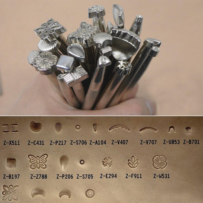 AMPSEVEN 20pcs Leather Carving Leather Stamping Working Saddle Making Tools Set - DIY Hammer Swivel Leather Craft Modelling Pen & Dual Tipped Leather Craft Tool Modeling Point Pen - Image 4