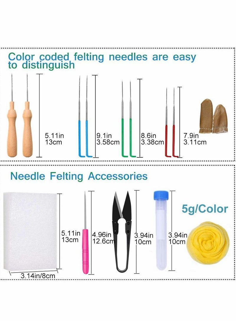 Needle Felting Kit, Wool Roving, Complete Starter Kit with Basic Felt Tools and Supplies Fibre Spinning Craft Wet Material for Beginners - Image 2