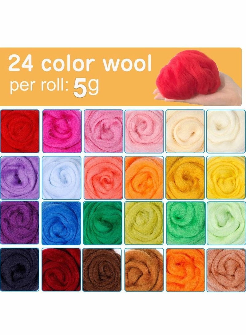 Needle Felting Kit, Wool Roving, Complete Starter Kit with Basic Felt Tools and Supplies Fibre Spinning Craft Wet Material for Beginners - Image 4