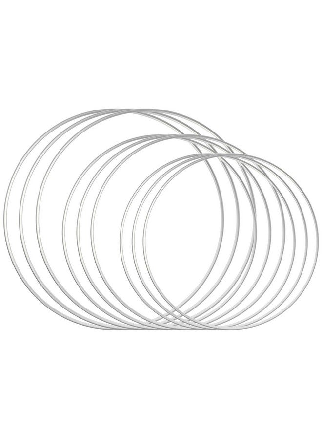Sntieecr 9 Pcs 3 Sizes Metal Floral Hoop Wreath Macrame Silver Hoop Rings For Diy Floral Macrame Hoop, Wedding Decorations, Dream Catcher And Wall Hanging Crafts (6 / 8 / 10 Inch)  - Image 1