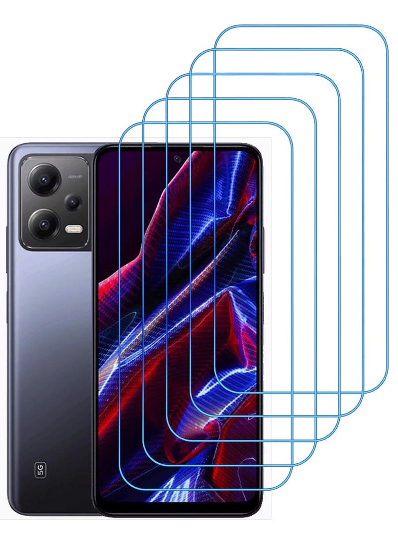 ACLIX 5 Pieces Antistatic ESD Dustproof Premium Quality High Definition Clear Tempered Glass Screen Protector Designed For Xiaomi Poco X5 - Image 1