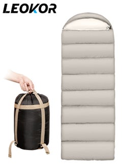 LEOKOR Adult Camping Sleeping Bag,190cm Winter Cold Weather Children's Sleeping Bag,Camping Hiking Outdoor Travel Lightweight Waterproof Splicing Off-White  - Image 1