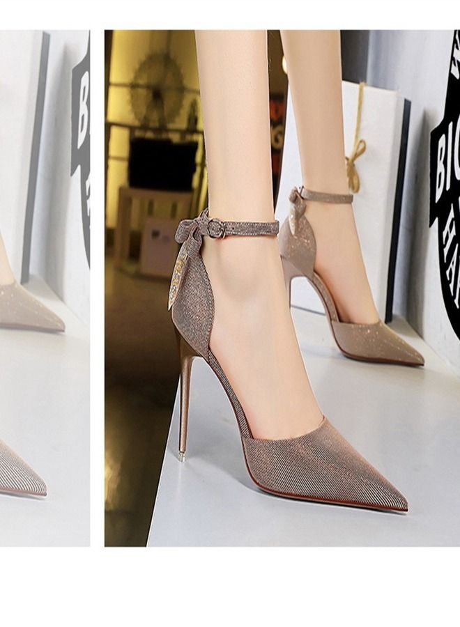 BIGTREE صندل بكعب عالي مدبب قليلاً 10 سم بني - Image 3