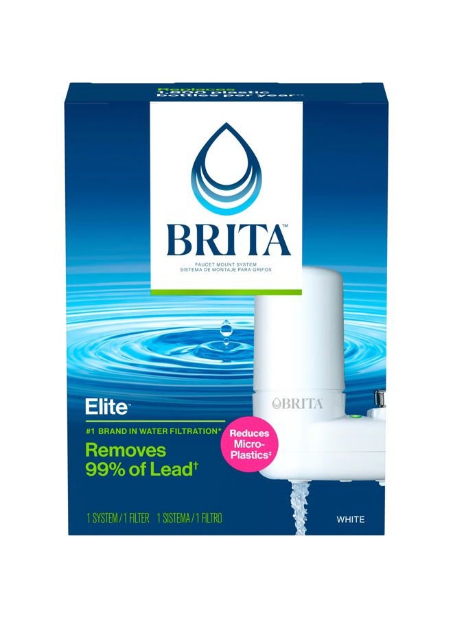 Brita Tap Water Filter System, Water Faucet Filtration System with Filter Change Reminder, Reduces Lead, BPA Free, Fits Standard Faucets Only - Basic, White - Image 1