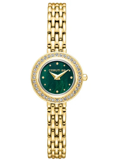 CERRUTI 1881 Women's Cerruti 1881 Matera Analog Women's Watch - Green Mother of Pearl Dial, Crystal Embedded Topring