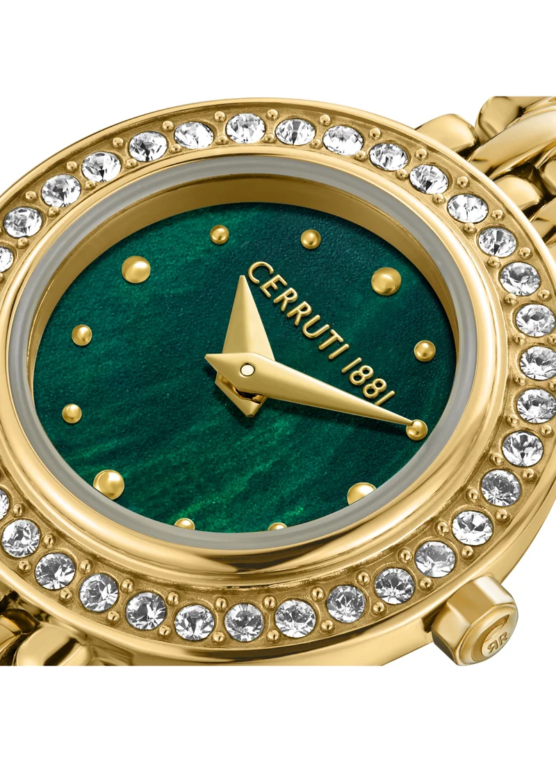 شيروتي 1881 Cerruti 1881 Matera Analog Women's Watch - Green Mother of Pearl Dial, Crystal Embedded Topring