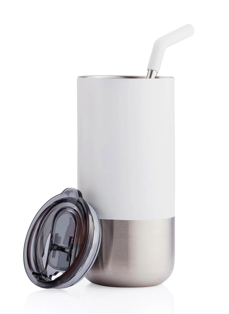 Hans Larsen BORCULO - CHANGE Collection Insulated Tumbler with Reusable Straw - White