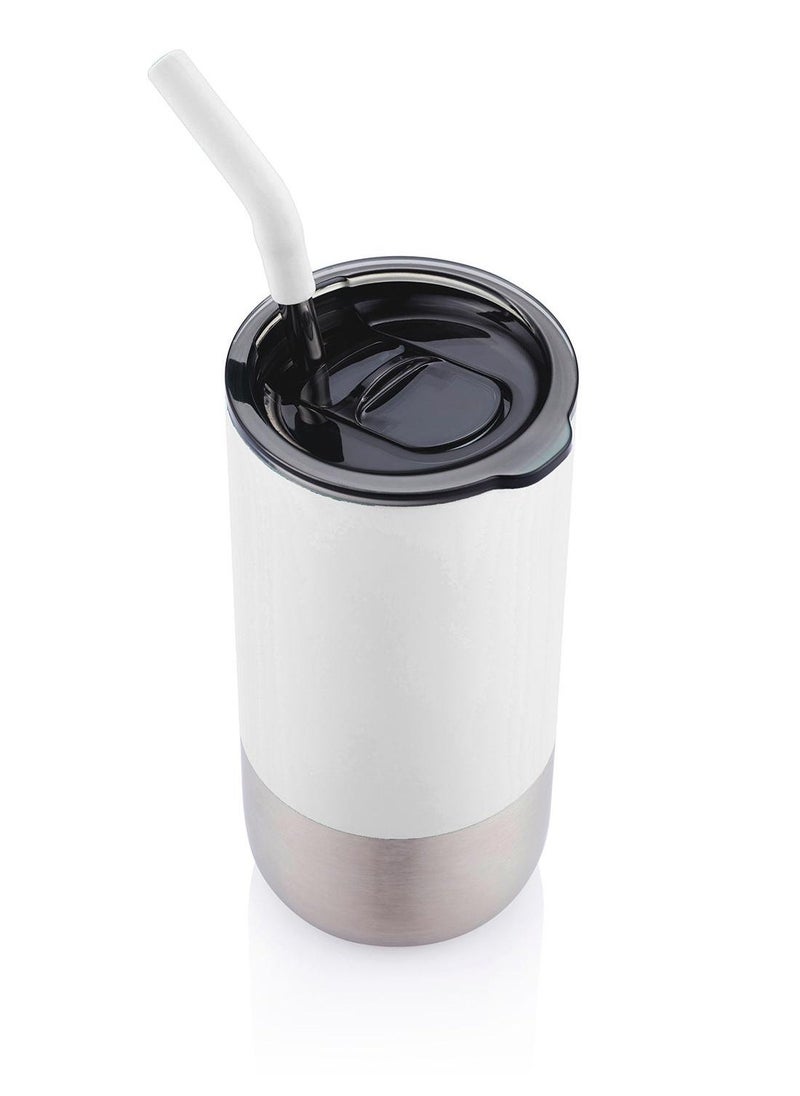 Hans Larsen BORCULO - CHANGE Collection Insulated Tumbler with Reusable Straw - White  - Image 2
