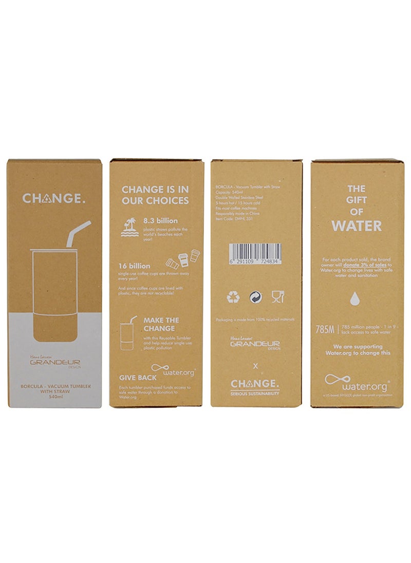 Hans Larsen BORCULO - CHANGE Collection Insulated Tumbler with Reusable Straw - White  - Image 4