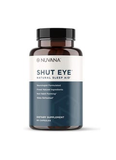 Nuvana Nuvana Shut Eye Natural Sleep Aid Supplement for Adults | 5mg Melatonin | Helps Relax and Promote Natural Deep Sleep with Valerian Root, Chamomile & Magnesium | Vegan & Non-GMO | 60 Capsules  - Image 1