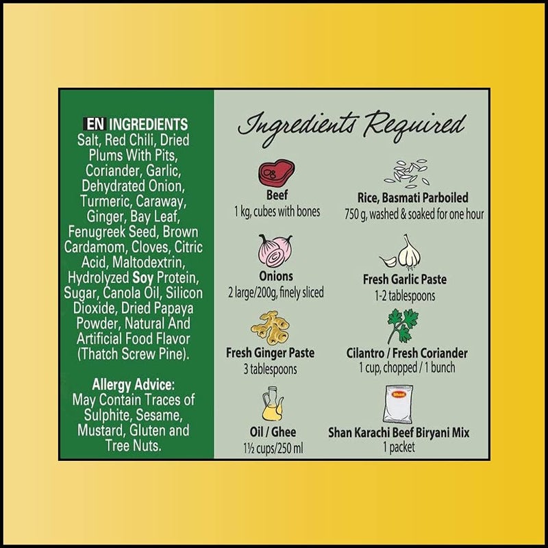 Shan Karachi Beef Biryani Recipe & Masala Mix 60g - Image 3