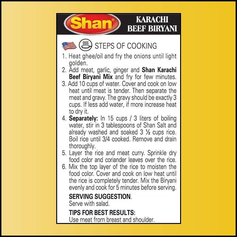 Shan Karachi Beef Biryani Recipe & Masala Mix 60g - Image 4