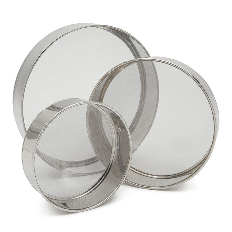 Juvale 3Piece Fine Mesh Sieve Strainer Set Stainless Steel Professional Round Flour Sifters for Baking 3 Sizes