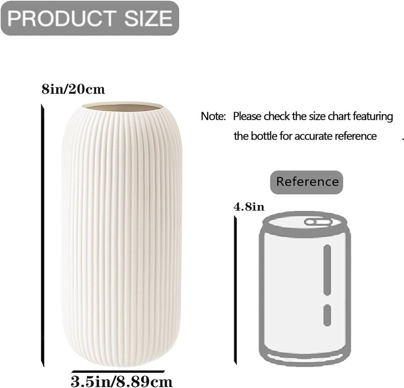 RIKBVOM Ceramic Vase for Flowers – Modern Small Ribbed Textured Flower Vase for Home Decor, Pampas Grass, Decorative, Farmhouse, Coffee Table, Kitchen Centerpieces, Bookshelf and Home Living (White) - Image 5