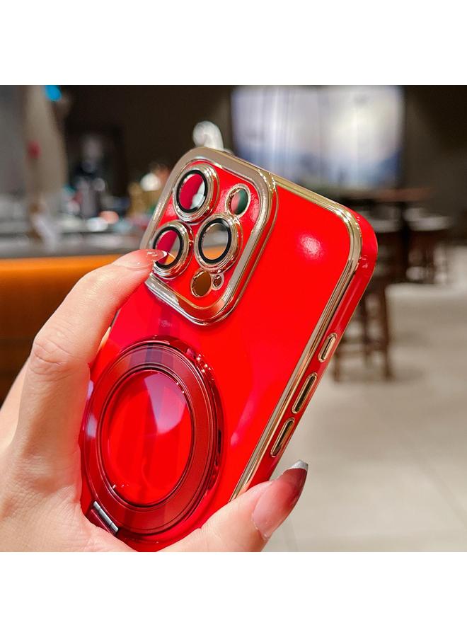 اس-توب جراب لهاتف iPhone 12 Pro Max جراب معدني مطلي بالكهرباء مع حامل هاتف على شكل عين ساحرة مع حبل - Image 3