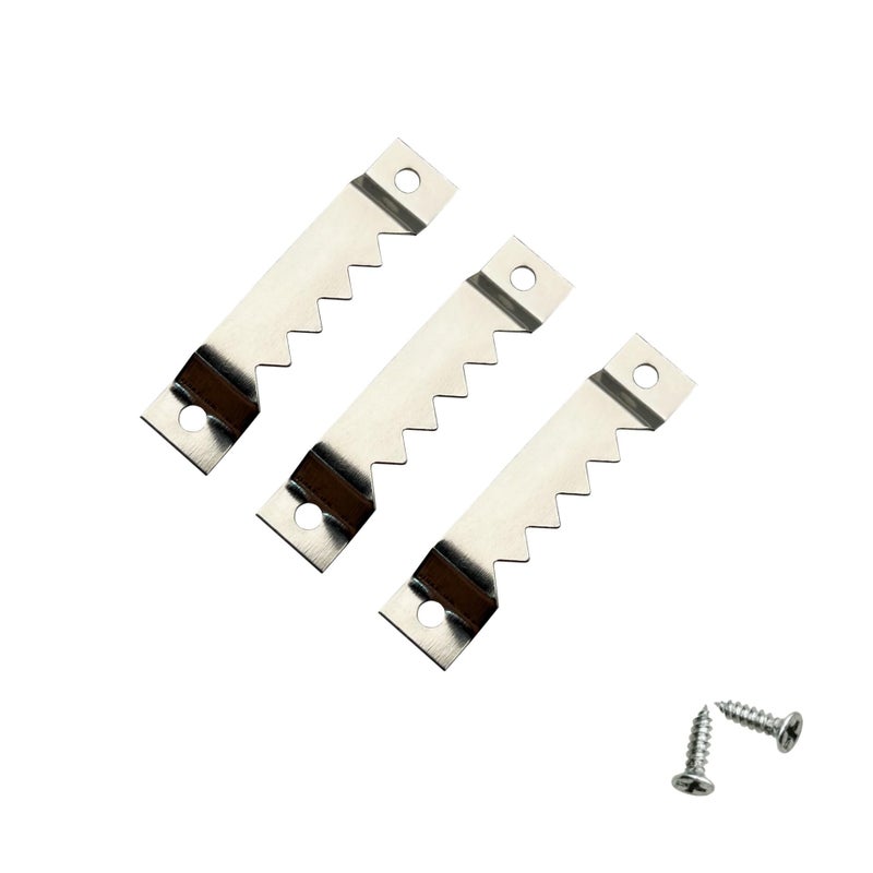 EesTeck 50 Pack Large Sawtooth Picture Hangers Metal Photo Frame Hangers Heavy-Duty Picture Hook Hangers with Screws for Home Decoration Hanging Wall Clock Decorative Paintings Artwork - Silver - Image 1