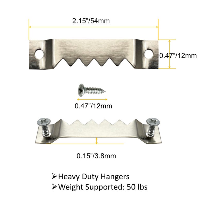 EesTeck 50 Pack Large Sawtooth Picture Hangers Metal Photo Frame Hangers Heavy-Duty Picture Hook Hangers with Screws for Home Decoration Hanging Wall Clock Decorative Paintings Artwork - Silver - Image 3
