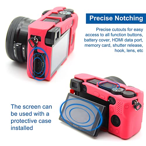 Easy Hood Case for Sony Alpha A6100 A6300 A6400 ILCE-6100 ILCE-6300 ILCE-6400 Digital Camera, Anti-Scratch Soft Silicone Housing Protective Cover Protector Skin (Rose) - Image 5