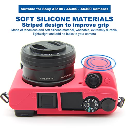 Easy Hood Case for Sony Alpha A6100 A6300 A6400 ILCE-6100 ILCE-6300 ILCE-6400 Digital Camera, Anti-Scratch Soft Silicone Housing Protective Cover Protector Skin (Rose) - Image 2