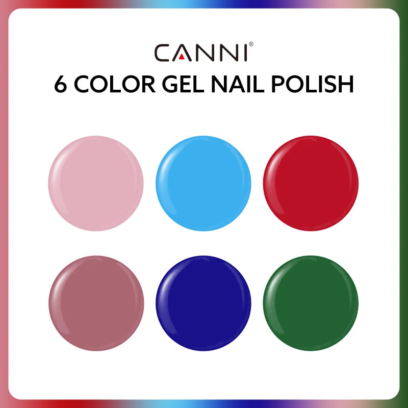 CANNI 6Pcs 9ml Gel Nail Polish Set- Pink Blue Red Deep Emerald Green Light Blue Gel Polish Kit Colors DIY at Home Salon Christmas New Year's Gifts for Girls - Image 2