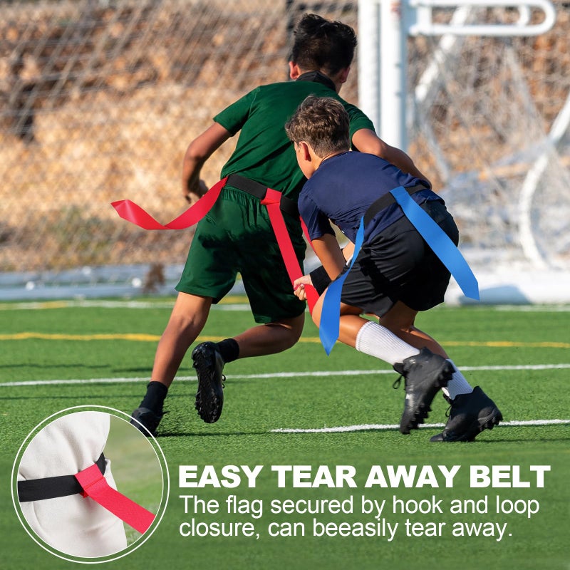 HASITE Flag Football Set, 14 Player Adjustable Flag Football Belts, 42 Flags, 8 Practice Cones, Size 3 Football, Pump and Bag, Perfect for Youth, Adults and Children to Capture The Flag - Image 4