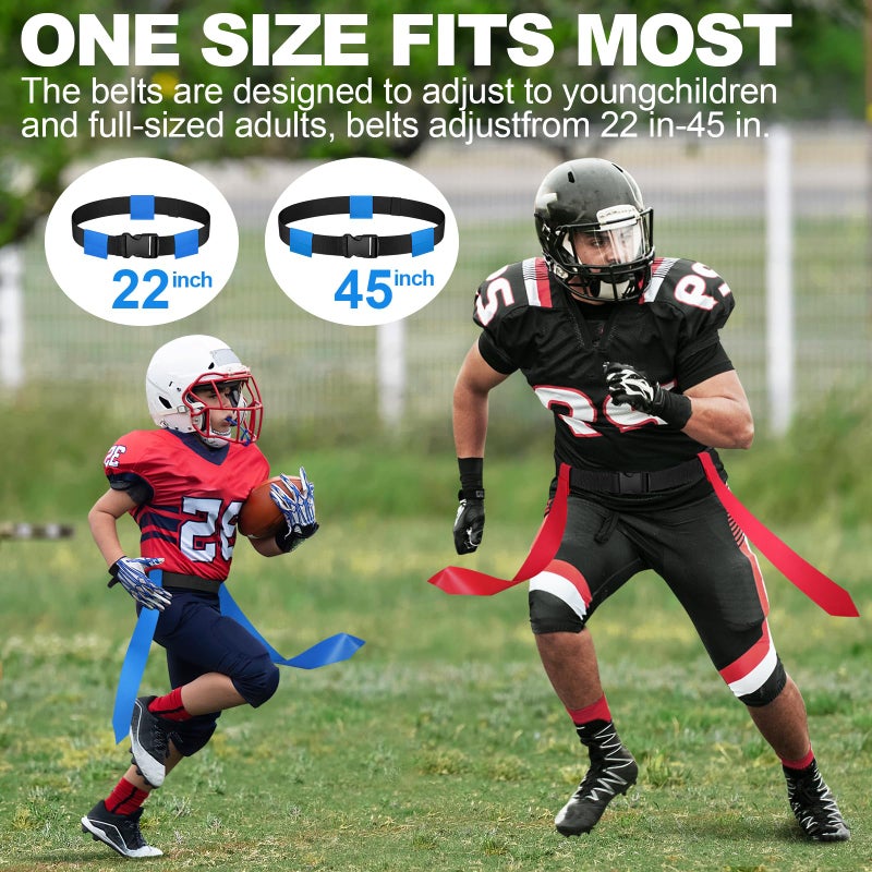 HASITE Flag Football Set, 14 Player Adjustable Flag Football Belts, 42 Flags, 8 Practice Cones, Size 3 Football, Pump and Bag, Perfect for Youth, Adults and Children to Capture The Flag - Image 3