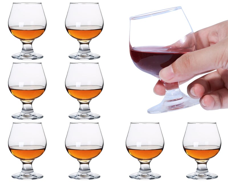Soopiiso Cognac GlassesMax Capacity 100ml35ozShot Glasses Set of 8 Cute Brandy GlassesClear Shot GlassesMini Brandy Glasses