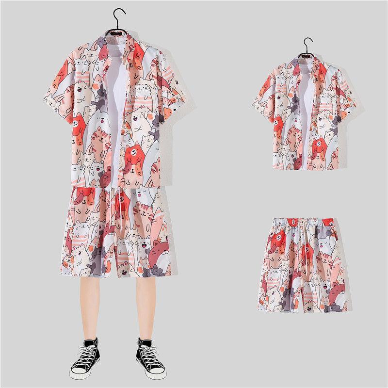 Sanya Beach Suit Men'S Trendy Brand Flower Shirt Hawaiian Style Handsome Hip-Hop Style Popular Short-Sleeved Shorts Complete Set - Image 2