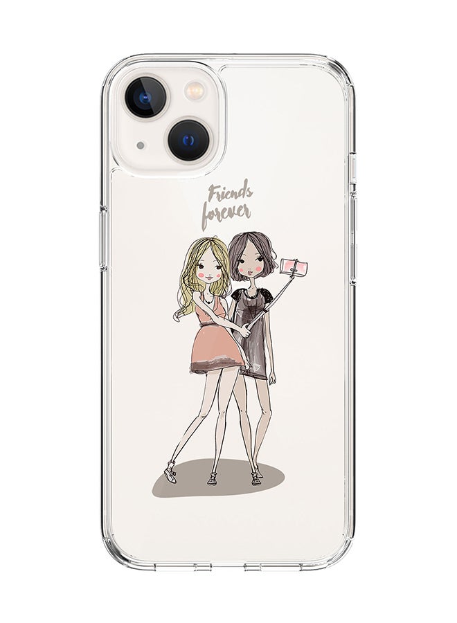 Classic Clear for Apple iPhone 14 Case Hybrid Soft Cover Flexible Edges Anti Drop TPU PC Gel Thin Transparent Cover [ Designed for Apple iPhone 14 ] - Friends Forever