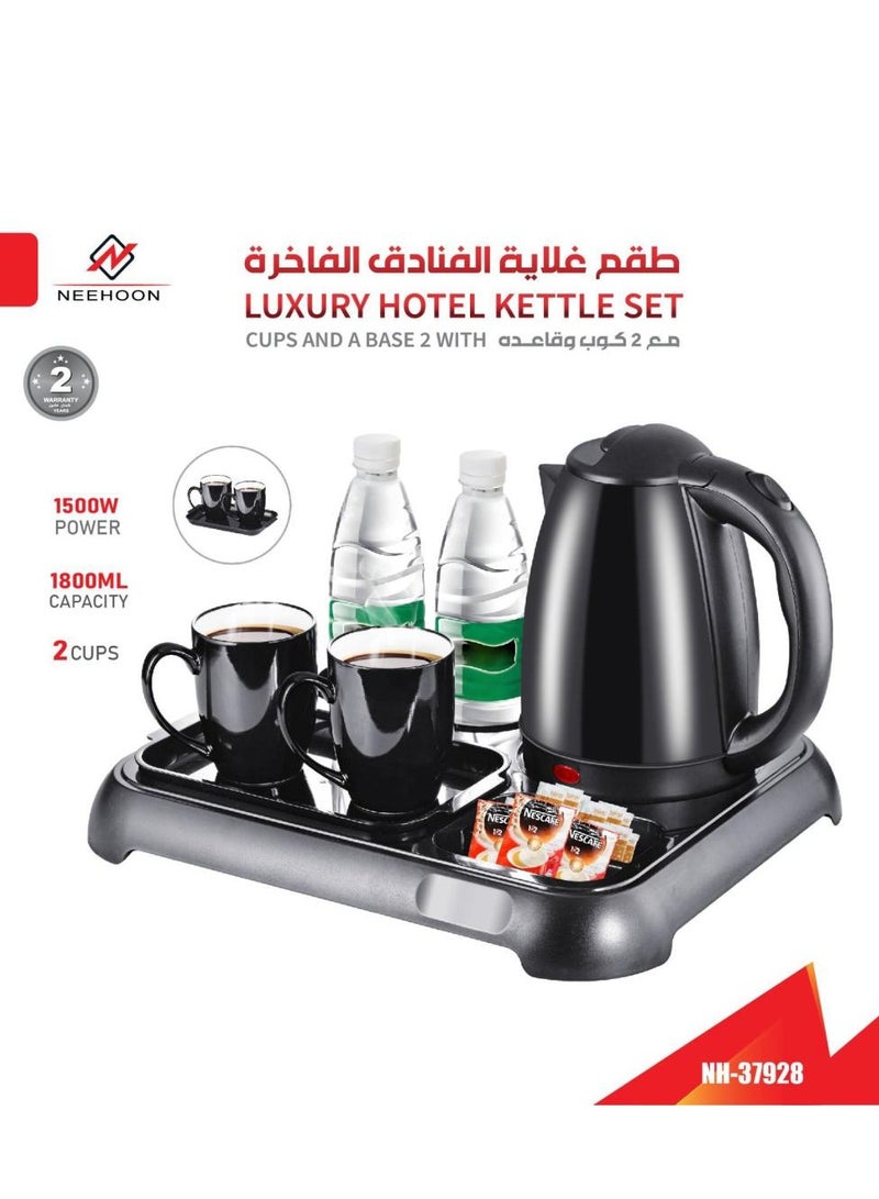 نيهون طقم غلاية الفنادق الفاخرة من نيهون – سعة 1.8 لتر ، 1500 واط ، مع أكواب وقاعدة أنيقة - Image 1