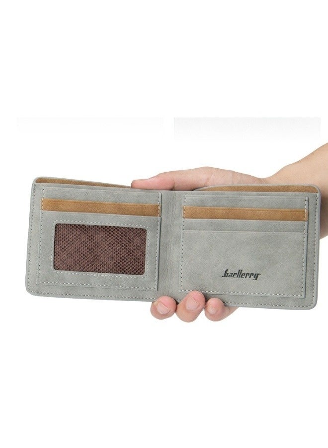 baellerry Men's Short Vintage Premium Matte Money Clip Two-fold Wallet Card Bag - Image 5